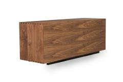 Contemporary Modern Walnut and Etched Brass 3 Door Credenza Sideboard - 4161745