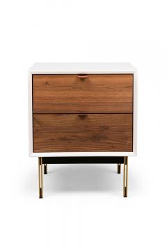 Contemporary Modern White Lustrosa Cabinet and Natural Wood 2 Drawer Nightst - 4665250