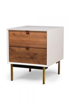 Contemporary Modern White Lustrosa Cabinet and Natural Wood 2 Drawer Nightst - 4665251
