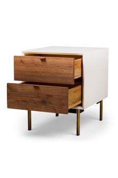 Contemporary Modern White Lustrosa Cabinet and Natural Wood 2 Drawer Nightst - 4665255