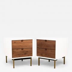 Contemporary Modern White Lustrosa Cabinet and Natural Wood 2 Drawer Nightst - 4728919