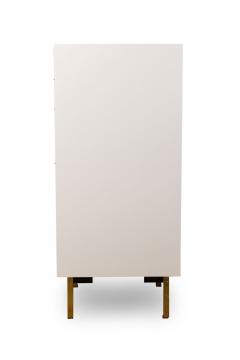 Contemporary Modern White Lustrosa Cabinet and Natural Wood 5 Drawer Chest - 4161607