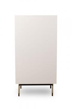 Contemporary Modern White Lustrosa Cabinet and Natural Wood 5 Drawer Chest - 4161609