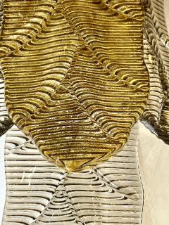 Contemporary Monumental Tall Cascading Smoked Gold Murano Glass Leaf Wall Lights - 3547576