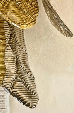 Contemporary Monumental Tall Cascading Smoked Gold Murano Glass Leaf Wall Lights - 3547579