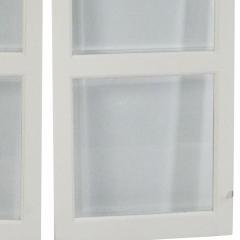 Contemporary Monumental Three Fold White Wood and Glass Screen Room Divider - 2794058