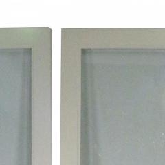 Contemporary Monumental Three Fold White Wood and Glass Screen Room Divider - 2794060