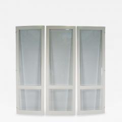 Contemporary Monumental Three Fold White Wood and Glass Screen Room Divider - 2798406