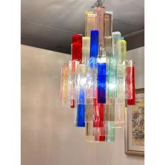 Contemporary Multicolor Square Bark Murano Glass Chandelier - 4445880