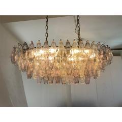 Contemporary Multicolored Oval Poliedri Murano Glass Burnish Chandelier - 4445935