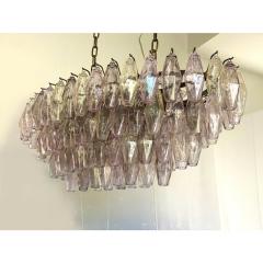 Contemporary Multicolored Oval Poliedri Murano Glass Burnish Chandelier - 4445936