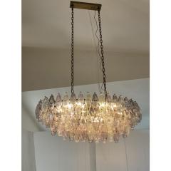 Contemporary Multicolored Oval Poliedri Murano Glass Burnish Chandelier - 4445937