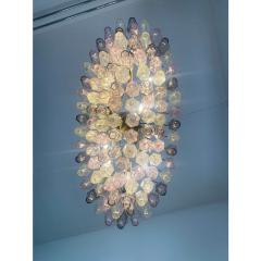 Contemporary Multicolored Oval Poliedri Murano Glass Burnish Chandelier - 4445938