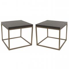 Contemporary Oak and Brass End Tables - 4729200