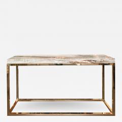 Contemporary Onyx and Polished Brass Console Table - 2609252