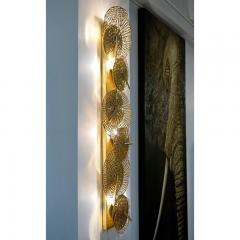 Contemporary Organic Italian Design Pair of Perforated Brass Leaf Sconces - 357110