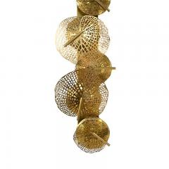 Contemporary Organic Italian Design Pair of Perforated Brass Leaf Sconces - 357113