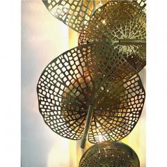 Contemporary Organic Italian Design Pair of Perforated Brass Leaf Sconces - 357114
