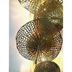 Contemporary Organic Italian Design Pair of Perforated Brass Leaf Sconces - 357114