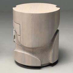 Contemporary Organic Modern Round Sculptural Nightstands Bleached Ashwood - 3861148