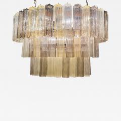 Contemporary Oval Champagne E Fum Tronchi Murano Glass Chandelier - 4460750
