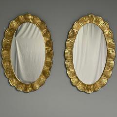 Contemporary Oval Wall Mirrors Scallop Motif Murano Glass Gilt Gold Italy - 3441350