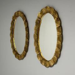 Contemporary Oval Wall Mirrors Scallop Motif Murano Glass Gilt Gold Italy - 3441354