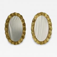 Contemporary Oval Wall Mirrors Scallop Motif Murano Glass Gilt Gold Italy - 3444360