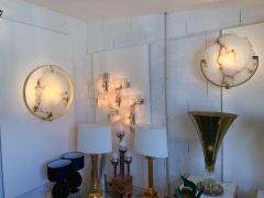 Contemporary Pair of Alabaster Circle Brass Sconces Italy - 970861