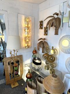 Contemporary Pair of Amber Pennellate Murano Glass and Brass Sconces Italy - 4328352