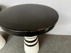Contemporary Pair of Black and White Ceramic Stripe Side Tables Italy - 4213332