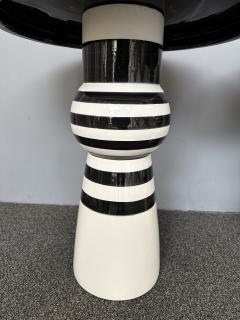 Contemporary Pair of Black and White Ceramic Stripe Side Tables Italy - 4213340