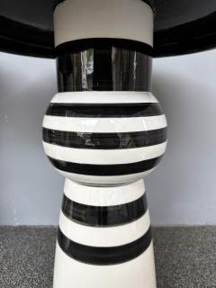 Contemporary Pair of Black and White Ceramic Stripe Side Tables Italy - 4213342