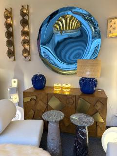 Contemporary Pair of Blue Anemone Ceramic Lamps Italie - 4425594