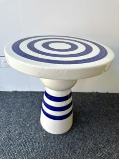 Contemporary Pair of Blue and White Ceramic Stripe Side Tables Italy - 4238726
