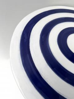 Contemporary Pair of Blue and White Ceramic Stripe Side Tables Italy - 4504500