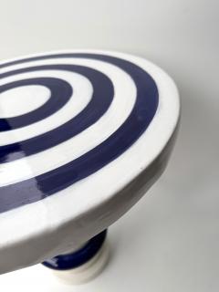 Contemporary Pair of Blue and White Ceramic Stripe Side Tables Italy - 4504501