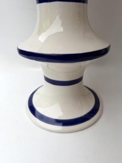 Contemporary Pair of Blue and White Ceramic Stripe Side Tables Italy - 4590558