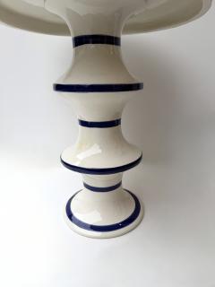Contemporary Pair of Blue and White Ceramic Stripe Side Tables Italy - 4590561