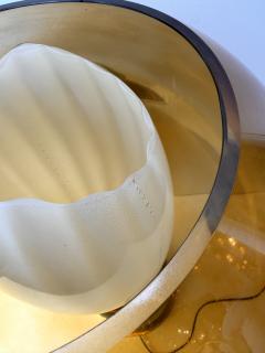 Contemporary Pair of Brass Ceramic Murano Glass Amber Ball Flame Lamps Italy - 4377944