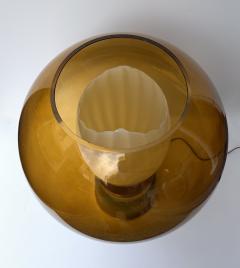 Contemporary Pair of Brass Ceramic Murano Glass Amber Ball Flame Lamps Italy - 4377949