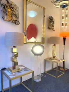 Contemporary Pair of Brass Cube Lamps and Murano Glass Italy - 2929006