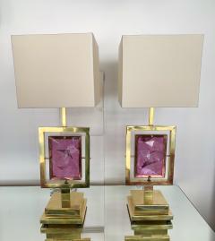 Contemporary Pair of Brass Lamps Murano Glass Italy - 1409135