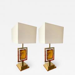 Contemporary Pair of Brass Lamps Murano Glass Italy - 1514199