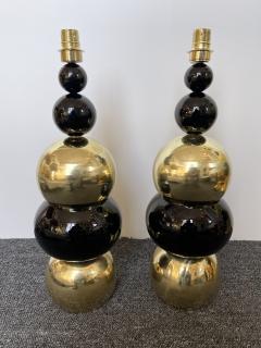 Contemporary Pair of Brass Murano Glass Atomo Lamps Italy - 2486959