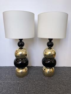 Contemporary Pair of Brass Murano Glass Atomo Lamps Italy - 2486961