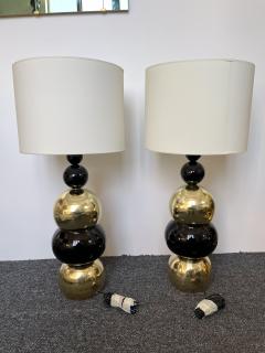 Contemporary Pair of Brass Murano Glass Atomo Lamps Italy - 2486964