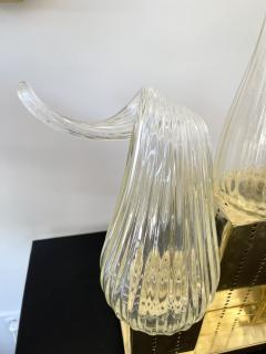 Contemporary Pair of Brass Murano Glass Flame Lamps Italy - 2630645