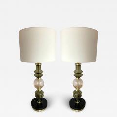 Contemporary Pair of Brass Murano Glass Lamps Italy - 2930766