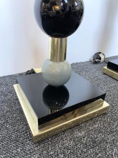 Contemporary Pair of Brass Murano Glass and Ceramic Ball Lamps Italy - 2489934